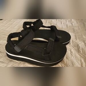 Teva Black Platform Strappy Sandals